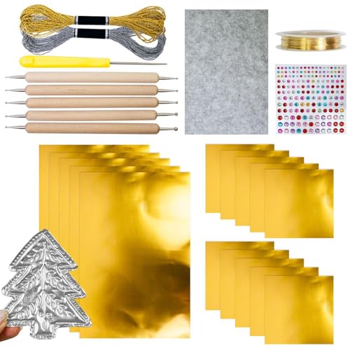 Bastelfolie,Metall Prägeset | Gold Glanz Bastelzubehör Mit Schimmer Effekt Für Kinder Erwachsene von Generisch