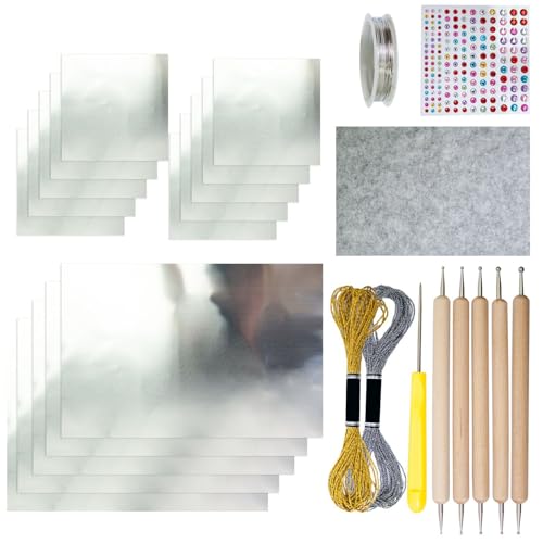 Bastelfolie - Metall Prägeset | Silber Gold Glanz Zubehör Für Kinder Erwachsene Gravur Malerei Kunst Bastelfolie - Metall Prägeset | Silber Gold Glanz Zubehör Für Kinder Erwachsene Gravur Malerei Kunst von Generisch