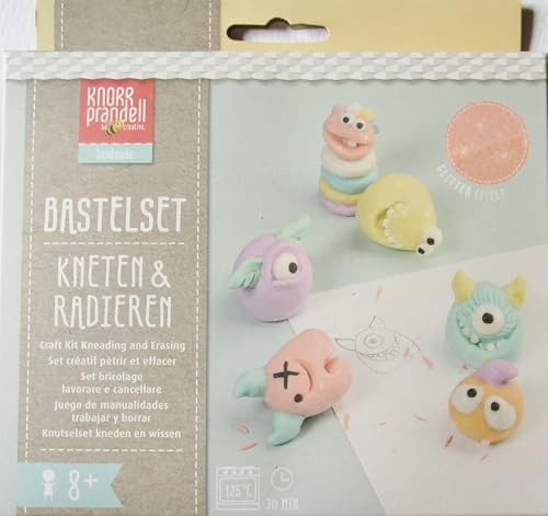 Bastelset Kneten und Radieren, Radiergummis selbst basteln DIY Set wählbar (Monster, Pastell Monster oder Tiere) (Monster (Pastellfarben)) von Generisch