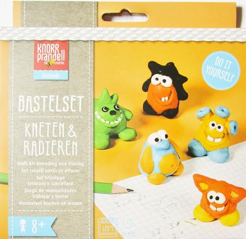 Bastelset Kneten und Radieren, Radiergummis selbst basteln DIY Set wählbar (Monster, Pastell Monster oder Tiere) (Monster (kräftige Farben)) von Generisch