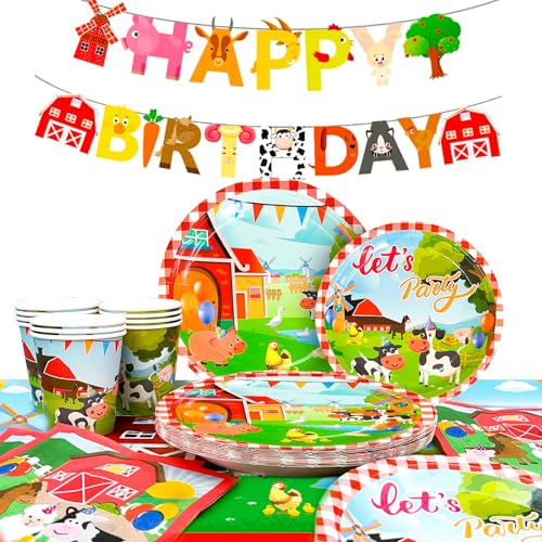 Bauernhof Party Geschirr, Kuh Partygeschirr Bauernhof Kindergeburtstag Deko Bauernhoftiere Geburtstag Geschirr Tiere Pappteller Becher Servietten für 16 Gäste Bauernhof Party Geschirr, Kuh Partygeschirr Bauernhof Kindergeburtstag Deko Bauernhoftiere Geburtstag Geschirr Tiere Pappteller Becher Servietten für 16 Gäste von Generisch