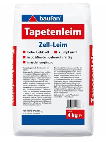 Baufan Tapetenleim 4 kg Zell-Leim Tapetenkleister Tapetenkleber Kleister Tapete Rauhfaser Baufan Tapetenleim 4 kg Zell-Leim Tapetenkleister Tapetenkleber Kleister Tapete Rauhfaser von Generisch