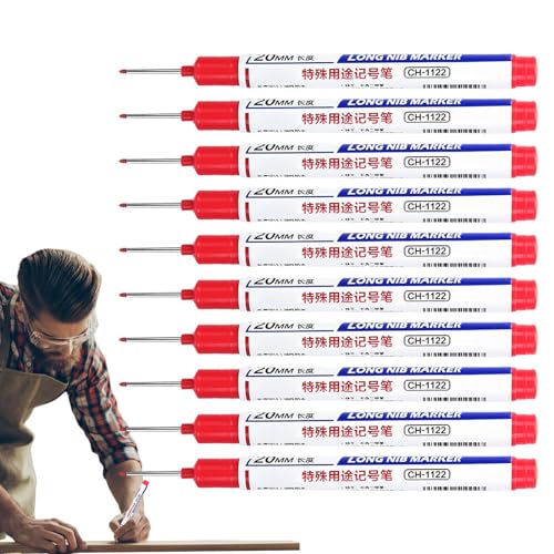 Baumarker, Marker mit langer Spitze | Wasserdichter Tieflochmarker | Baufarbenmarker 10 Stück, Metallmarkierungsstift, Metallmarker für präzise Tiefenmarkierungen für die Hardware-Dekoration Baumarker, Marker mit langer Spitze | Wasserdichter Tieflochmarker | Baufarbenmarker 10 Stück, Metallmarkierungsstift, Metallmarker für präzise Tiefenmarkierungen für die Hardware-Dekoration von Generisch