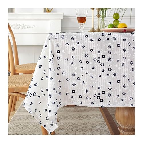 Baumwoll-Tischdecke, 140 x 140 cm, marineblaues Sonnenblumen-Design, perfekt für Picknicks, Essen und Veranstaltungen, langlebige und elegante Tischdecke von Generisch