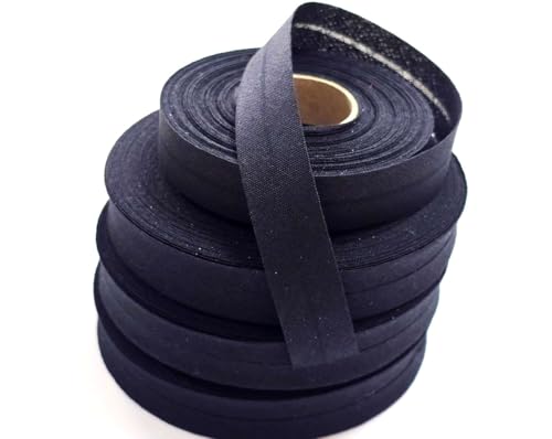 Baumwolle- Schrägband vorgefalzt 40/20mm 25m schwarz 0,66€/lfm. von Generisch