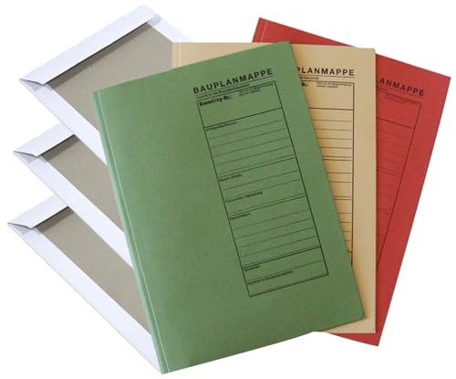 Bauplanhefter Bauplanmappe für das Bauantragsverfahren Packung à 3 Stück (3er Pack + 3 Versandtaschen, 4 Sets) von Generisch