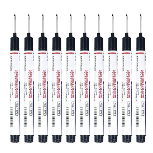 Baustifte | Wasserdichte Baulackmarker Metallmarkierer, 10 Marker für Baufarbe, Langkopf-Tieflochmarker, Lackmarker für tiefe Löcher mit langem Kopf, Werkzeuge für Hacke Baustifte | Wasserdichte Baulackmarker Metallmarkierer, 10 Marker für Baufarbe, Langkopf-Tieflochmarker, Lackmarker für tiefe Löcher mit langem Kopf, Werkzeuge für Hacke von Generisch