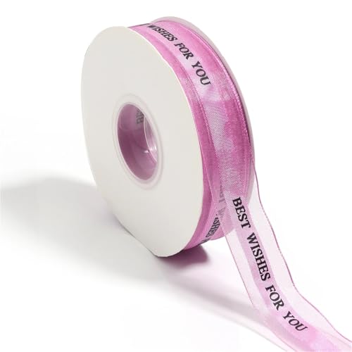 Bedrucktes Polyesterband „Best Wishes For You“, Geschenkband for Hochzeitsdekoration, DIY-Bastelarbeiten, Blumenstraußverpackung, 45 Yards, 25 mm breit(PL259 M to PL259 M90) von Generisch