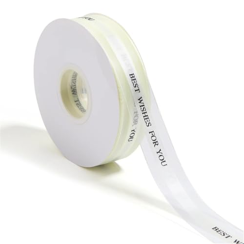 Bedrucktes Polyesterband „Best Wishes For You“, Geschenkband for Hochzeitsdekoration, DIY-Bastelarbeiten, Blumenstraußverpackung, 45 Yards, 25 mm breit(PL259 M to SO239 F90) von Generisch