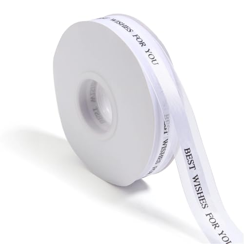 Bedrucktes Polyesterband „Best Wishes For You“, Geschenkband for Hochzeitsdekoration, DIY-Bastelarbeiten, Blumenstraußverpackung, 45 Yards, 25 mm breit(SO239 F to BNC M) von Generisch