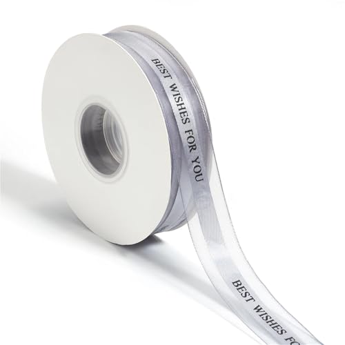 Bedrucktes Polyesterband „Best Wishes For You“, Geschenkband for Hochzeitsdekoration, DIY-Bastelarbeiten, Blumenstraußverpackung, 45 Yards, 25 mm breit(SO239 F to PL259 M90) von Generisch