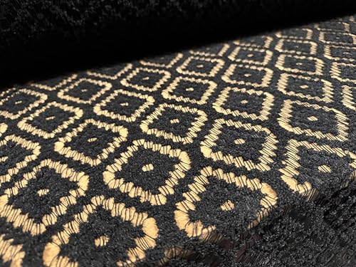 Beflockter Spitzenstoff, Meterware, geometrisches Rauten-Design, schwarz Beflockter Spitzenstoff, Meterware, geometrisches Rauten-Design, schwarz von Generisch