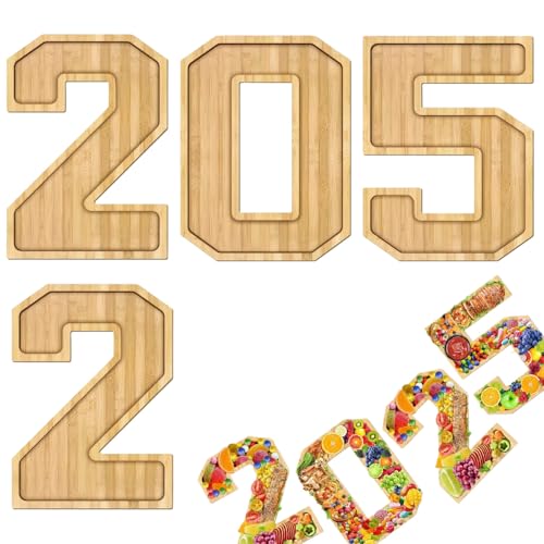 Befüllbares Nummerntablett, Dekoration aus Holz, 2025 Zahlen-Set | Snack-Tabletts, Abschlussfeier, Partyzubehör, Kuchenteller für und Obst von Generisch
