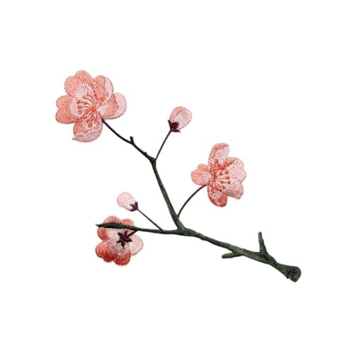 Begonia-Blumen-Stickerei-Aufnäher, bestickt, dekorative Blumenapplikation, Reparatur, zum Aufbügeln/Aufnähen, Begonien-Emblem für Kleidung, Kunst (roter Stil B) von Generisch