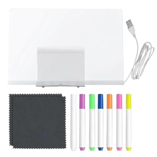 Beleuchtetes Doodle Board für Kinder, beleuchtetes Acryl-Zeichenbrett mit 7 schnell trocknenden Stiften, leuchtendes, trocken abwischbares Pad für Kinder, , Kleinkinder, Teenager, Mädchen von Generisch