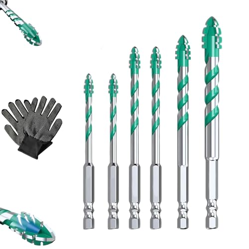 Beooshop Four Blade Serrated Eccentric Drill Bits, Multi-Functional Super-Hard Eccentric Drill Bit, 4-Flute Serrated Edge Drills Bit Set (6+8+10+12mm), Drills Bits for Tile Concrete Brick (4 pcs) von Generisch