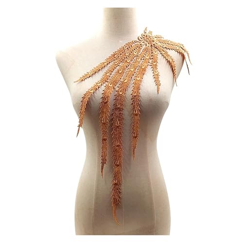 Bestickte Applikation mit Schwanz, elegante Spitze und Quaste, für Brautkleid und Partykleid, Dekoration (dunkelbraun) von Generisch