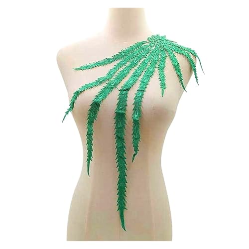 Bestickte Applikation mit Schwanz, elegante Spitze und Quaste, für Brautkleid und Partykleid, Dekoration (grün) von Generisch