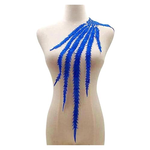 Bestickte Applikation mit Schwanz, eleganter Spitzen- und Quasten-Aufnäher für Brautkleid und Partykleid, Dekoration (blau) von Generisch