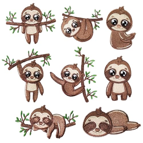 Bestickte Aufnäher zum Aufbügeln, Motiv: Faultiere, niedliches Bastelzubehör, Bögen für Kleidung, Hemd, , Hut, Damen, Jeans, Tragetaschen, Jacken, Mädchen, Rucksack Bestickte Aufnäher zum Aufbügeln, Motiv: Faultiere, niedliches Bastelzubehör, Bögen für Kleidung, Hemd, , Hut, Damen, Jeans, Tragetaschen, Jacken, Mädchen, Rucksack von Generisch