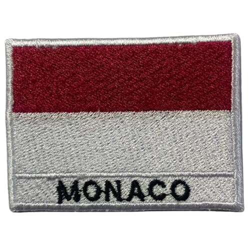 Bestickte Flagge mit Namen Patch Aufbügeln/Aufnähen Abzeichen Nationalsymbol Militär Patch für Kleidung Rucksäcke Kappen Monaco von Generisch