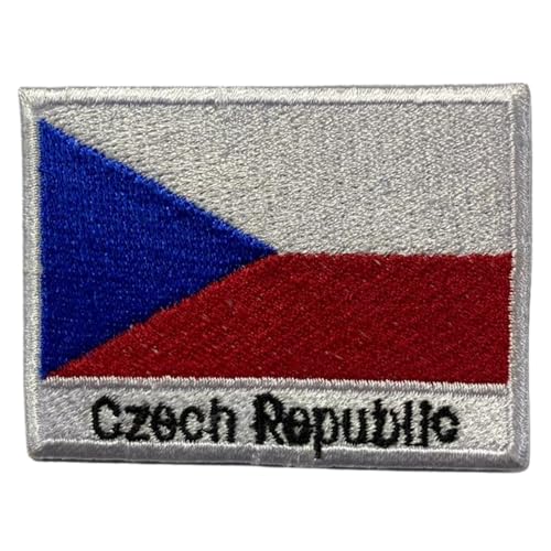 Bestickte Flagge mit Namen der Tschechischen Republik zum Aufbügeln/Aufnähen, Nationalsymbol, Militär-Patch für Kleidung, Rucksäcke, Mützen Bestickte Flagge mit Namen der Tschechischen Republik zum Aufbügeln/Aufnähen, Nationalsymbol, Militär-Patch für Kleidung, Rucksäcke, Mützen von Generisch