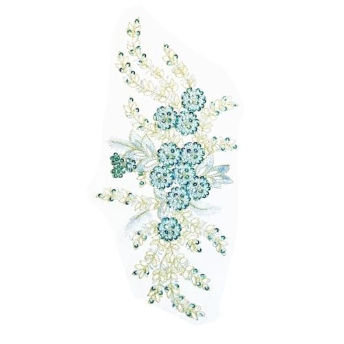 Bestickte Perlen, Pailletten, Perlen, Stoff, Chiffon, Netzstoff, Halsband, Zubehör, bestickt, Hochzeitskleid, Spitze, handgefertigtes Zubehör (blau) von Generisch
