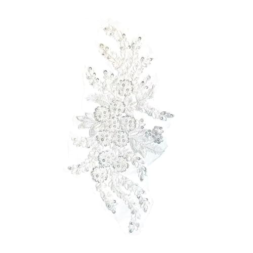Bestickte Perlen, Pailletten, Perlen, Stoff, Chiffon, Netzstoff, Halsband, Zubehör, bestickt, Hochzeitskleid, Spitze, handgefertigtes Zubehör (weiß) von Generisch