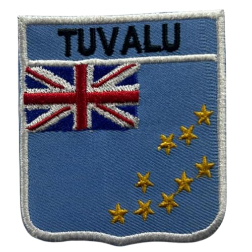 Bestickte Schildflagge mit Namen Patch Aufbügeln/Aufnähen Abzeichen Nationalsymbol Militär Patch für Kleidung Rucksäcke Kappen Tuvalu Bestickte Schildflagge mit Namen Patch Aufbügeln/Aufnähen Abzeichen Nationalsymbol Militär Patch für Kleidung Rucksäcke Kappen Tuvalu von Generisch