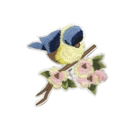Bestickter Vogel Patch – Bügelapplikation mit selbstklebender Rückseite für DIY Kleidung & Accessoires (Hellblau) von Generisch