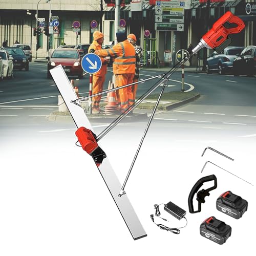 Beton-Nivellierwerkzeug, kabelloser elektrischer Vibrationsestrich mit wiederaufladbaren Batterien, leicht zu reinigen, inklusive 2 Batterien, ideal für effiziente Betonbearbeitung von Generisch
