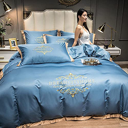 Bettbezug-Set, Bettwäsche Mit Seidenstickerei, Jacquard-satinstoff, Schlafzimmer-wohndekor, Heimtextilien (A 2.0m Bed(4pcs)) von Generisch
