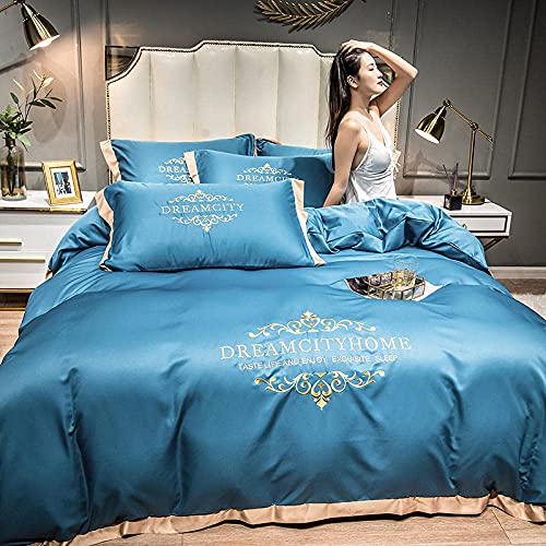 Bettbezug-Set, Bettwäsche Mit Seidenstickerei, Jacquard-satinstoff, Schlafzimmer-wohndekor, Heimtextilien (C 2.0m Bed(4pcs)) von Generisch