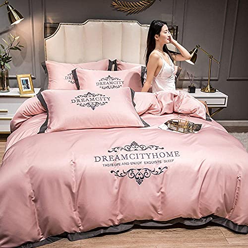 Bettbezug-Set, Bettwäsche Mit Seidenstickerei, Jacquard-satinstoff, Schlafzimmer-wohndekor, Heimtextilien (D 1.8m Bed(4pcs)) von Generisch