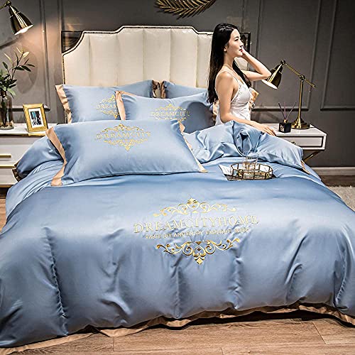 Bettbezug-Set, Bettwäsche Mit Seidenstickerei, Jacquard-satinstoff, Schlafzimmer-wohndekor, Heimtextilien (F 1.8m Bed(4pcs)) von Generisch