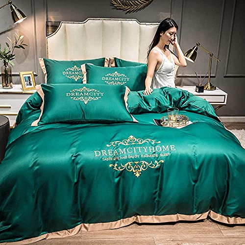 Bettbezug-Set, Bettwäsche Mit Seidenstickerei, Jacquard-satinstoff, Schlafzimmer-wohndekor, Heimtextilien (K 1.8m Bed(4pcs)) von Generisch