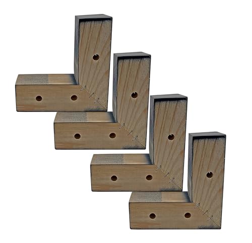 Betterhöhungen und Sofafüße aus Holz, L-förmig, Ersatzbeine für Couch und Kommode, Schwarz, 8 cm Höhe für verbesserte Stabilität, 4 Stück von Generisch