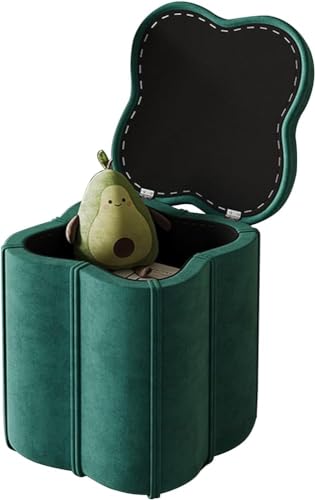 Beweglicher Fußhocker mit Deckel, Samtstoff Pouf für Wohnzimmer, Schlafzimmer, Eingangsbereich, Arbeitszimmer – trägt bis zu 150 kg von Generisch