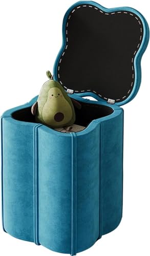 Beweglicher Fußhocker mit Deckel, Samtstoff Pouf für Wohnzimmer, Schlafzimmer, Eingangsbereich, Arbeitszimmer – trägt bis zu 150 kg von Generisch