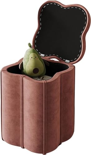 Beweglicher Fußhocker mit Deckel, Samtstoff Pouf für Wohnzimmer, Schlafzimmer, Eingangsbereich, Arbeitszimmer – trägt bis zu 150 kg von Generisch