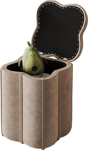 Beweglicher Fußhocker mit Deckel, Samtstoff Pouffe Stuhl für Wohnzimmer, Schlafzimmer, Eingangsbereich, Arbeitszimmer, Flur, unterstützt bis zu 150 kg von Generisch
