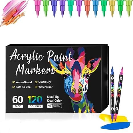 Beyonddraw Dual Tip Acrylic Paint Pen Marker - 24/48/72/120 Colors,Beyond Draw Paint Pen Marker,Acrylic Paint Markers for Wood,Canvas,Glass, Rock Painting,Ceramic Surfaces,DIY Craft (84 pcs 168 color) von Generisch