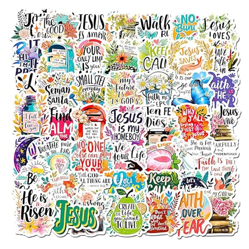 Bibelvers Aufkleber - Christliche Sticker Für Bibel | Ccobee Bibel Aufkleber, 50X Bunte Jesus-Aufkleber, Süße Journaling-Aufkleber Für Handyhüllen, Laptops, Bibelaufkleber Für Laptop Jeder von Generisch