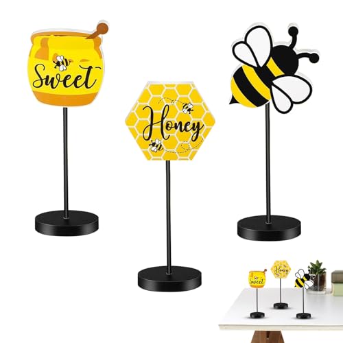 Bienen-Tischdekoration,Honigbienen-Tischdekoration,3 Stück Honey Stehtischschild | Freistehender, rustikaler Bienen-Tischaufsatz, abgestuftes Sommer-Bienen-Tablett für eine Bienen-Mottoparty Bienen-Tischdekoration,Honigbienen-Tischdekoration,3 Stück Honey Stehtischschild | Freistehender, rustikaler Bienen-Tischaufsatz, abgestuftes Sommer-Bienen-Tablett für eine Bienen-Mottoparty von Generisch