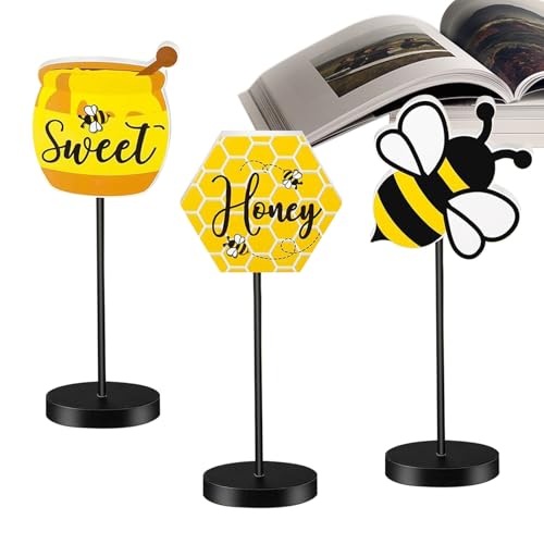 Bienen-Tischdekoration,Honigbienen-Tischdekoration - 3 Stück Honey Stehtischschild,Freistehender, rustikaler Bienen-Tischaufsatz, abgestuftes Sommer-Bienen-Tablett für eine Bienen-Mottoparty Bienen-Tischdekoration,Honigbienen-Tischdekoration - 3 Stück Honey Stehtischschild,Freistehender, rustikaler Bienen-Tischaufsatz, abgestuftes Sommer-Bienen-Tablett für eine Bienen-Mottoparty von Generisch