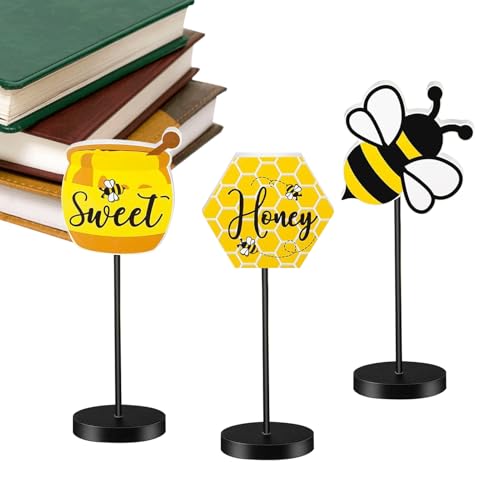Bienen-Tischschild, Bienen-Tischaufsatz - 3 Stück Waben Tischdekoration aus Holz | Freistehender, rustikaler Bienen-Tischaufsatz, abgestuftes Sommer-Bienen-Tablett für eine Bienen-Mottoparty Bienen-Tischschild, Bienen-Tischaufsatz - 3 Stück Waben Tischdekoration aus Holz | Freistehender, rustikaler Bienen-Tischaufsatz, abgestuftes Sommer-Bienen-Tablett für eine Bienen-Mottoparty von Generisch