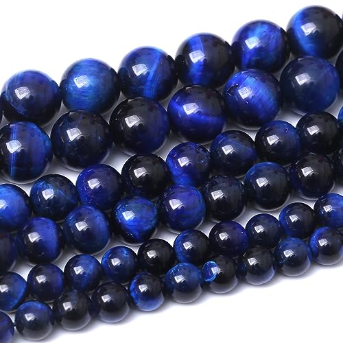 Blaue Tigerauge, runde lose Perlen, natürliche Edelsteinperlen, Kristallperlen für Schmuckherstellung, DIY, Armband, Halskette, 12 mm von Generisch