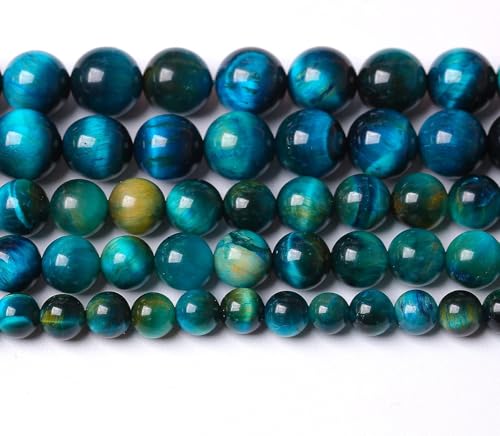 Blaue Tigeraugen-Perlen aus Naturstein, rund, lose Perlen für Schmuckherstellung, Armband, Halskette, Zubehör, 38,1 cm, 12 mm, 32 Stück Blaue Tigeraugen-Perlen aus Naturstein, rund, lose Perlen für Schmuckherstellung, Armband, Halskette, Zubehör, 38,1 cm, 12 mm, 32 Stück von Generisch
