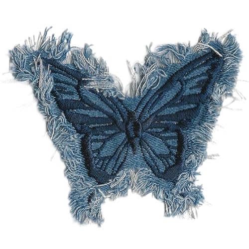 Blauer Denim-Aufnäher zum Aufbügeln, bestickt, mit Quastenbordüre, niedliche Dekoration für Kleidung und Accessoires Blauer Denim-Aufnäher zum Aufbügeln, bestickt, mit Quastenbordüre, niedliche Dekoration für Kleidung und Accessoires von Generisch