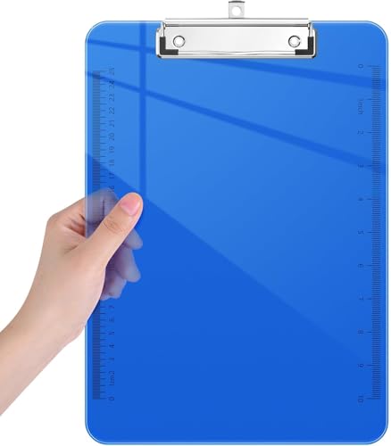 Blaues, durchscheinendes Kunststoff-Klemmbrett – Briefgröße 22,9 x 30,8 cm mit flachem Profil-Clip und integriertem Lineal, leicht für Büro- und Schulbedarf Blaues, durchscheinendes Kunststoff-Klemmbrett – Briefgröße 22,9 x 30,8 cm mit flachem Profil-Clip und integriertem Lineal, leicht für Büro- und Schulbedarf von Generisch
